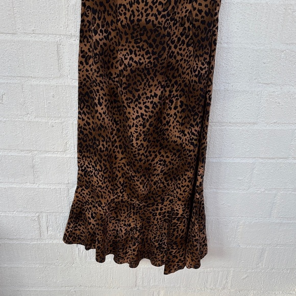 Vintage R & K Originals Leopard Print Ruffle Hem Dress sz 8 - Picture 2 of 6